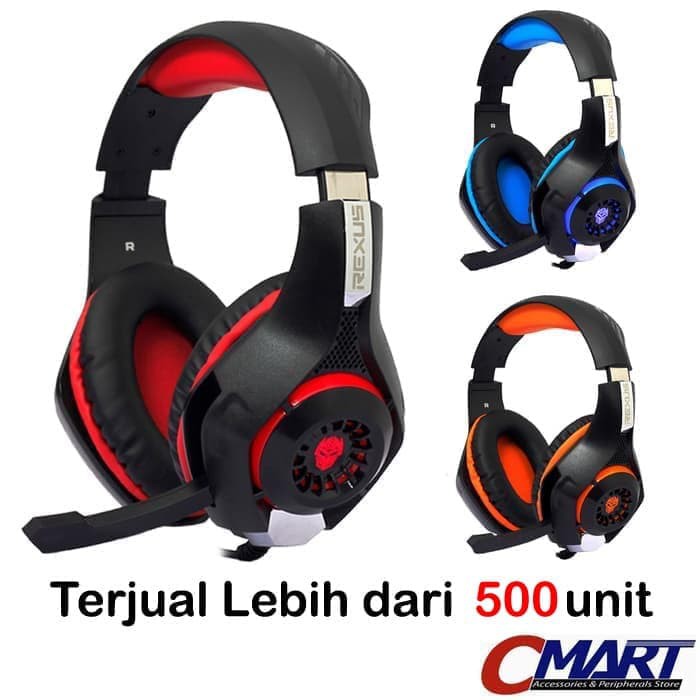 Headset Gaming Rexus F55 Vonix Headphone Head Set F 55 F-55 - Merah