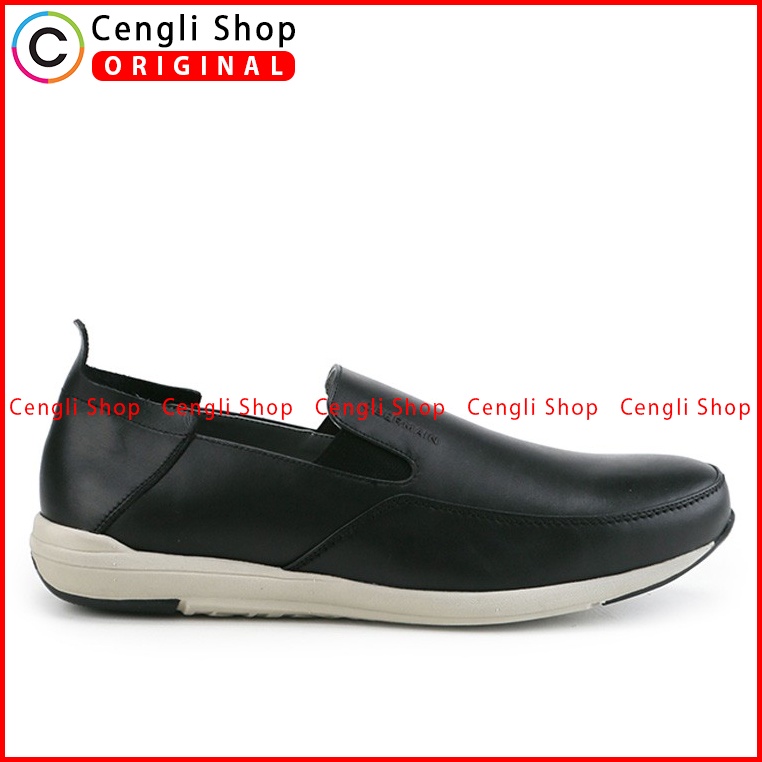 SEPATU OBERMAIN PRIA ORIGINAL SLIP ON CASUAL KULIT TERBARU HITAM OM01