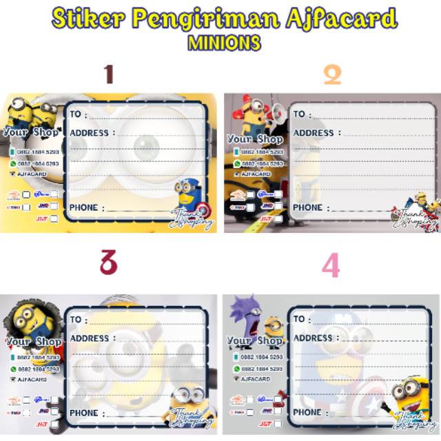 

Stiker label pangiriman olshop tema cartoon minions baby hellokity