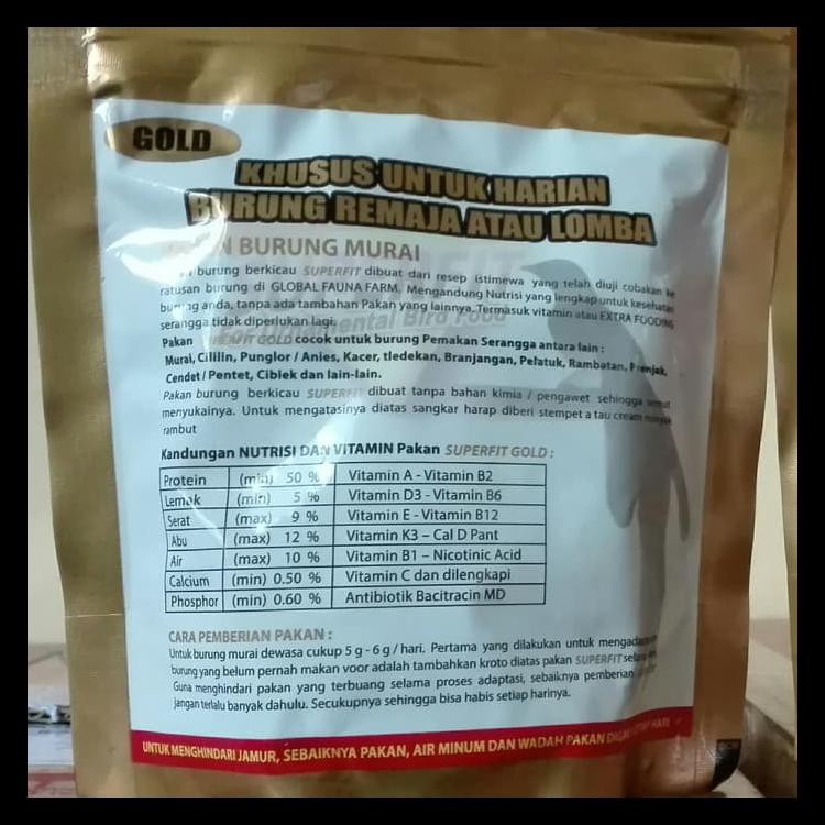 

Superfit Gold High Protein 100Gr Voer Pur Kasar Bermutu