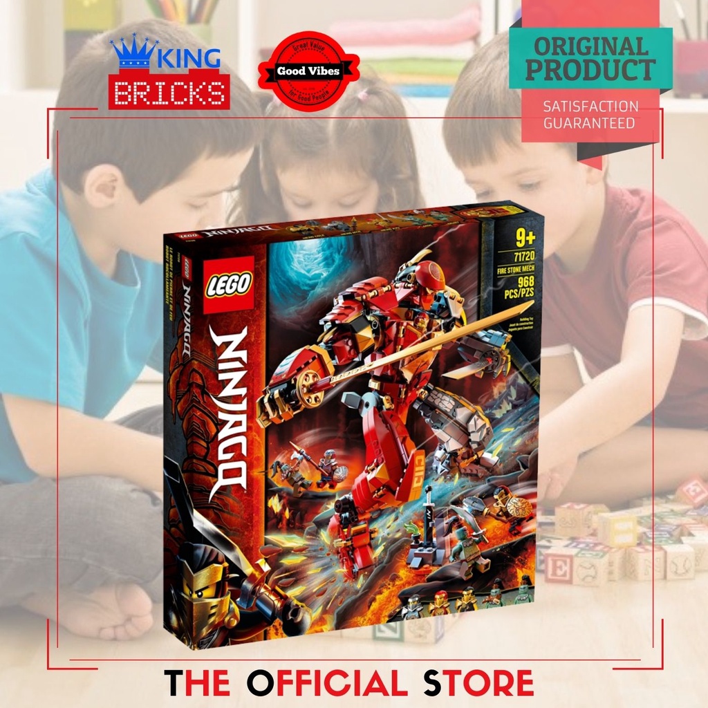 LEGO Original NINJAGO 71720 Fire Stone Mech - Mainan Anak Film Robot Batu Ninja Api Cole Kai Moe