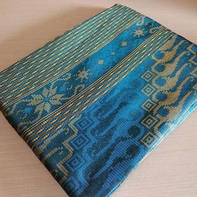 kain tenun songket baron biru muda 2d new