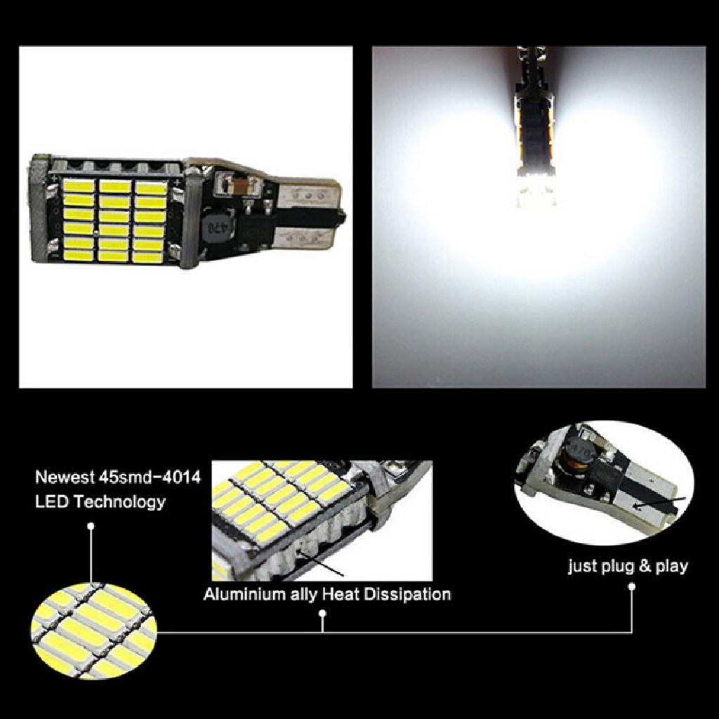 10pcs Lampu Belakang Mobil 45 SMD 4014 T15 W16W LED 6000K Warna Putih