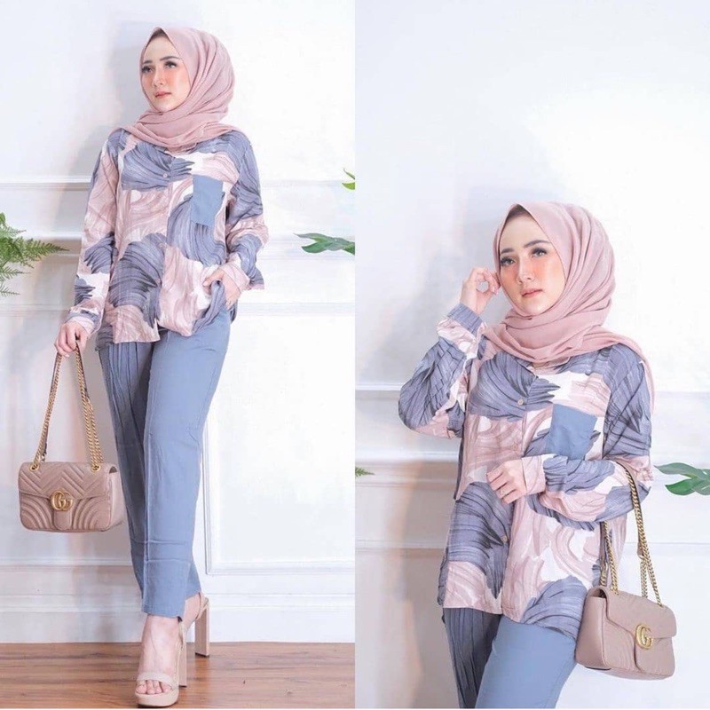 SISY SET SETELAN MOTIF WANITA ONESET DAILY SET BAJU WANITA ATASAN WANITA CELANA WAJITA | new arival Lengan Panjang Baju Remaja Wanita Gamis Lebaran Model Sekarang 2022 Terbaru Korean Style Jumbo / Blouse / Hijab / crop top