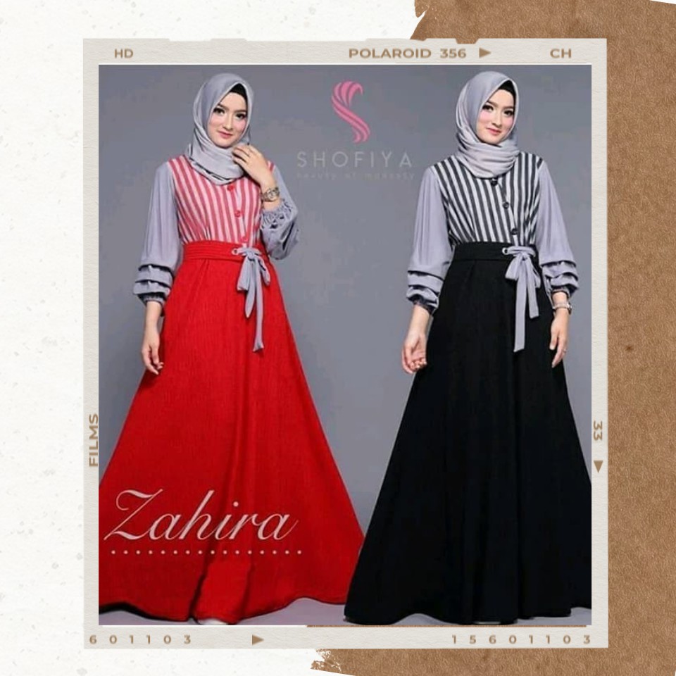Baju Muslim Hijab Wanita Baju Dress Wanita Baju Gamis Syari Muslim Zahira Dress Motif