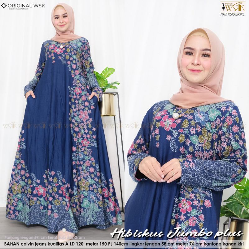 GAMIS WANITA JUMBO PLUS XL/XXL TERBARU hibiskus jumbo plus matt calvin jeans premium ld 120 melar sa