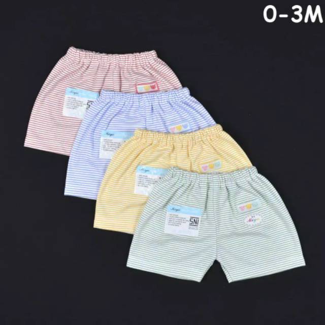 MIYO GARIS (BAWAHAN SAJA) CELANA PENDEK SEGI EMPAT Newborn size 0-6 bulan