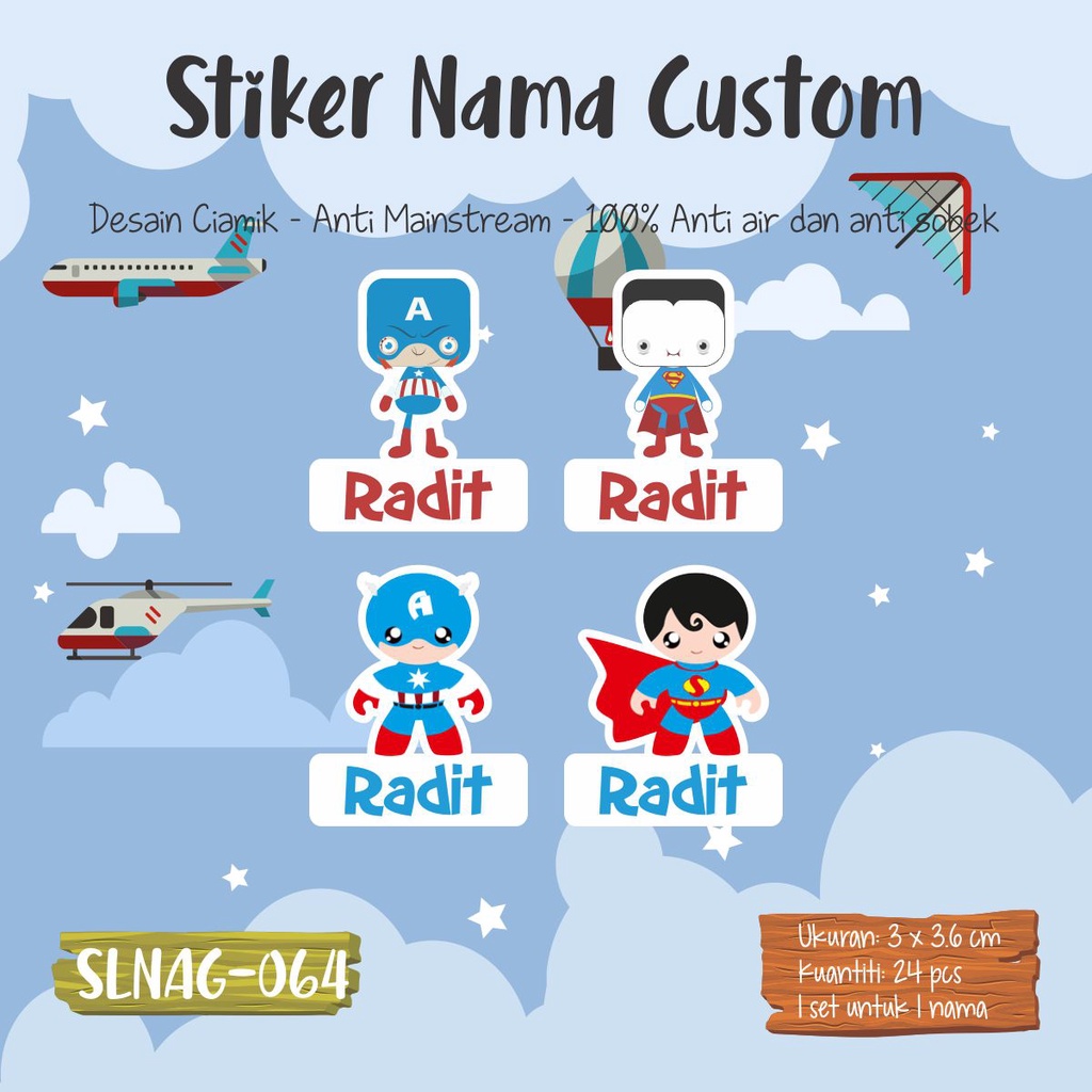 

sticker label nama anak waterproof SLNAG 064