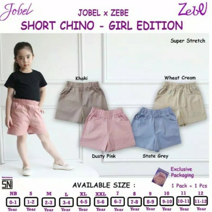 JOBEL Short Pants Chino Girl Edition Celana Pendek Anak Perempuan