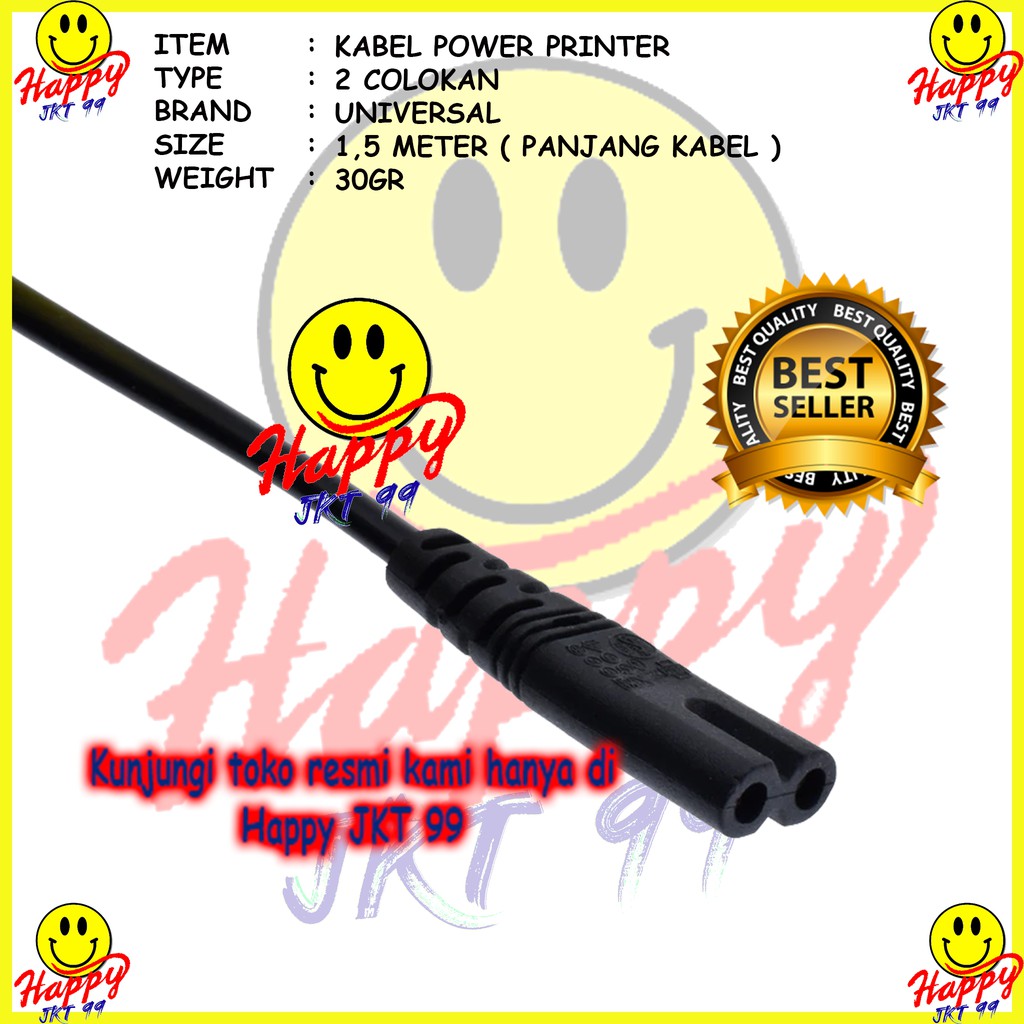 [ HAPPY JKT 99 ] KABEL POWER PRINTER 1.5M 1.5 M ORIGINAL