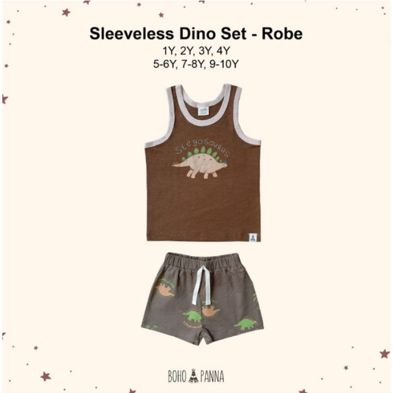 bohopanna sleevess Dino set top &amp; pants / setelan kutung anak motif Dino / set singlet bohopanna dino