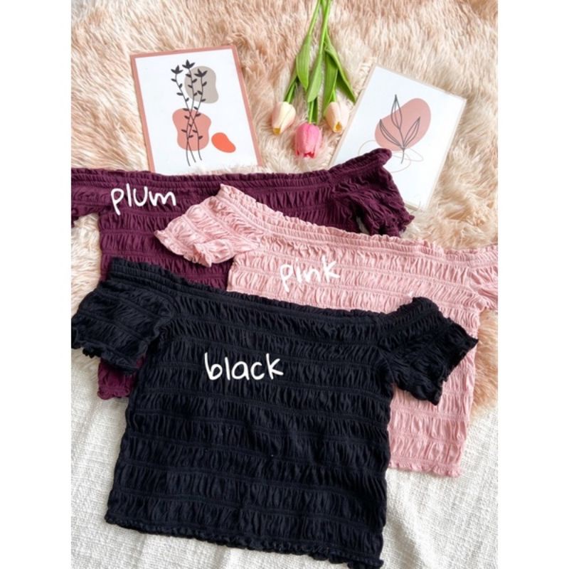 Aeropostale smocked off shoulder seventeen apparel top