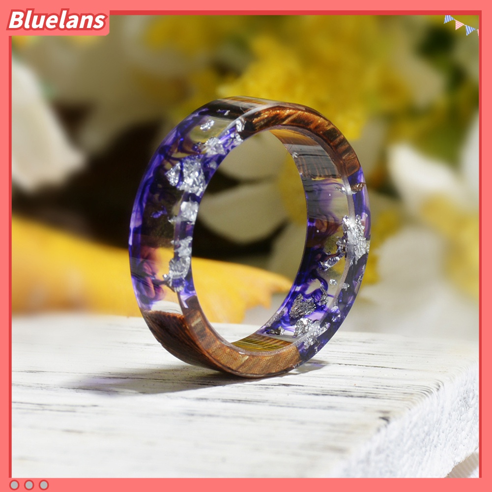 Perhiasan Cincin Jari Wanita Motif Bunga Kering Bahan Kayu Transparan Untuk Hadiah Ulang Tahun