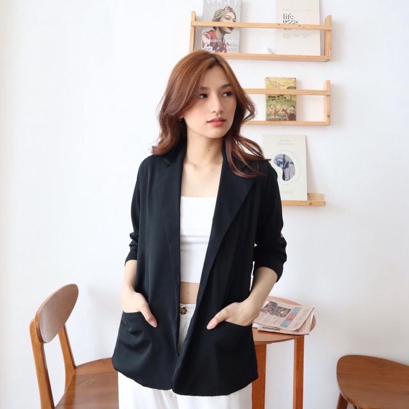 Heylen Fashion - Blazer wanita korea panjang / Blazer long corp casual / jas outer kekinian