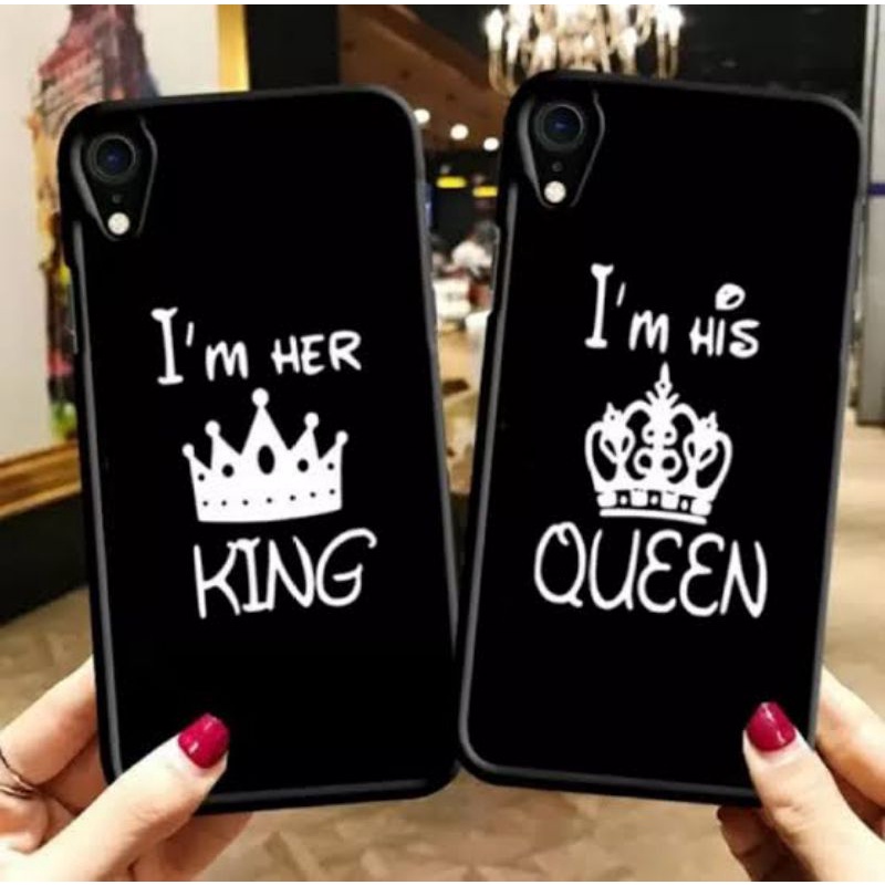case Back GLASS softcase couple KING and QUEEN for all tipe HP VIVO OPPO SAMSUNG IPHONE REALME XIOMI