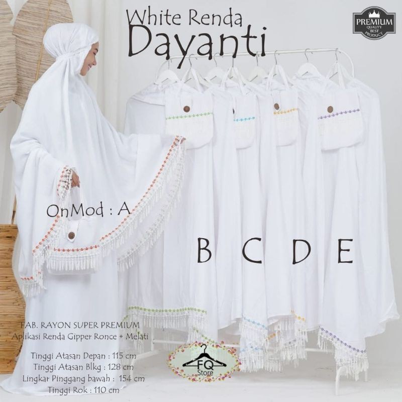 white renda dayanti mukena putih renda cantik - mukena mom renda