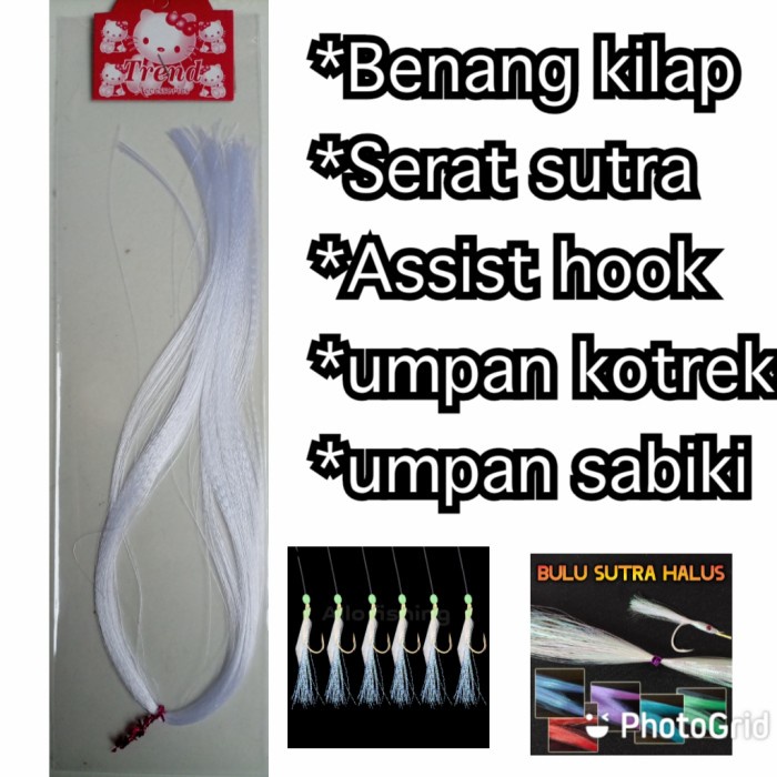 Terlaris 1Ikat Serat Sutra | Benang Sutra | Umpan |Umpan Sabiki |Umpan KoKotrek - Putih Elegan