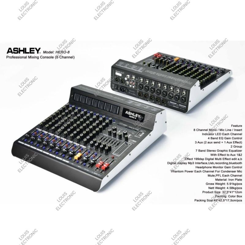 Mixer Audio ASHLEY HERO8 HERO 8 8 Channel ORIGINAL