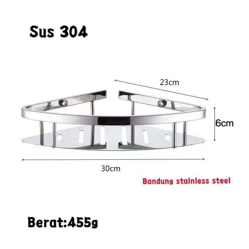 sus 304 rak sabun sudut kamar mandi tempat shampo serbaguna stianless steel dinding 721