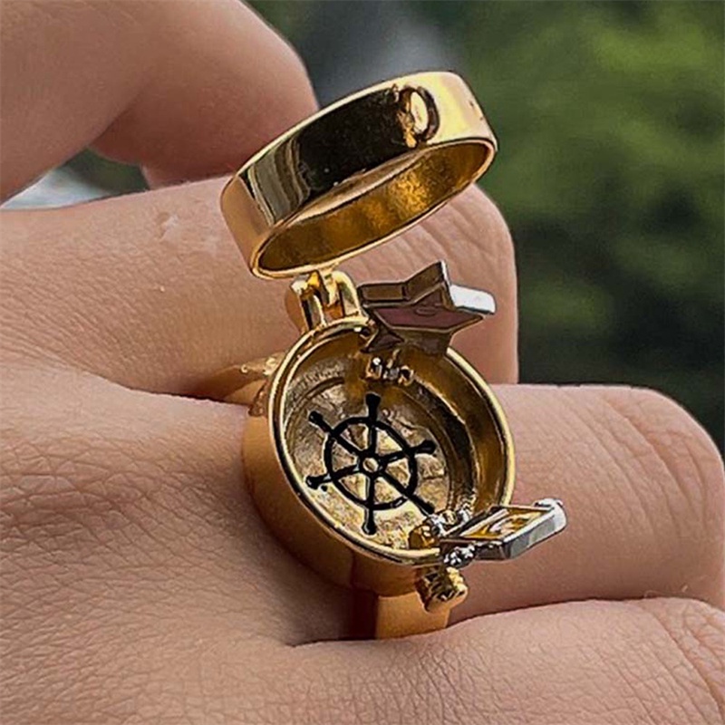 Cincin Model Terbuka Dapat Disesuaikan Warna Emas Untuk Pria Dan Wanita