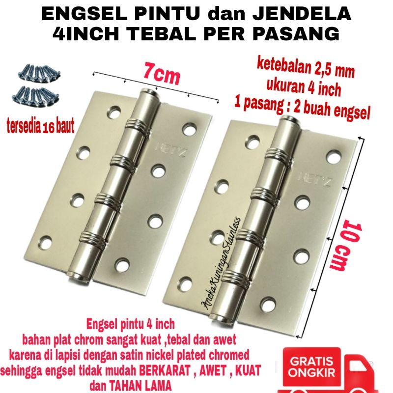 Engsel Jendela dan Pintu TERMURAH 4 inch