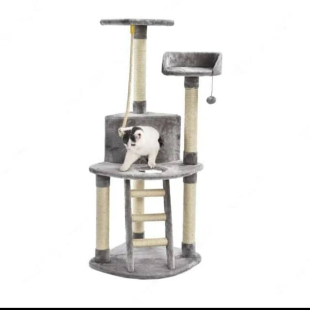 Pohon Bermain Kucing 131cm Cavea Warna Abu-abu