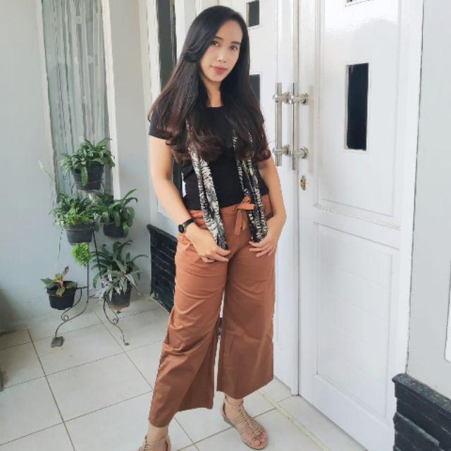 Kulot polos bahan katun stret-Mocca