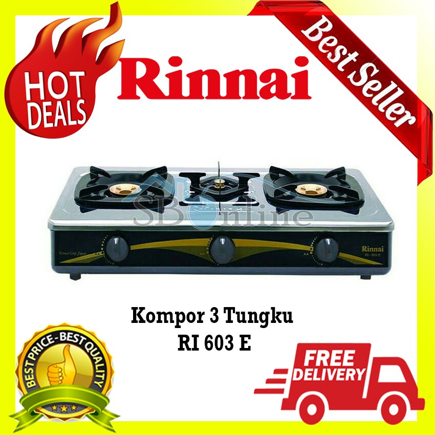 RINNAI Kompor Gas 3 Tungku - Kompor Portable - RI 603 E