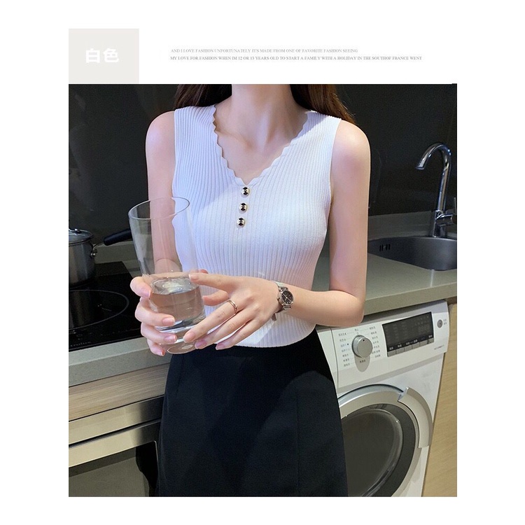 SS052 Tank Top Wanita Import Model Longgar Bottoming Gaya Korea Bahan Ice Silk-WHITE