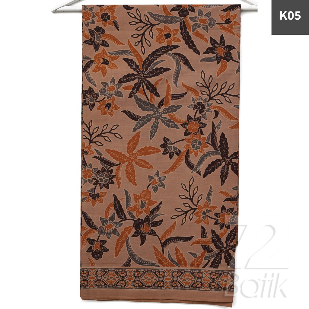 KAIN BATIK PREMIUM Bahan Katun Motif Kembang Setaman Warna Biru Orange 724031 Cap 72 Jarik Jarit Samping Kebat Panjang Batik Katun Modern Premium Bahan Seragam Batik Pernikahan Kantor Keluarga Murah Kamen Jadi Batik Bali Lembaran