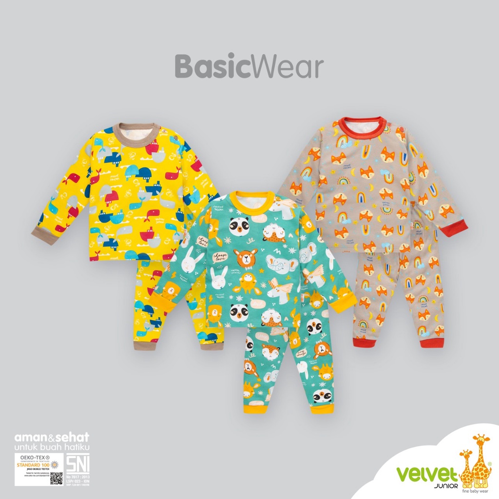 CUCI GUDANG - JUAL RUGI!! Velvet Junior Baju Bayi Velvet SML - Setelan Panjang Piyama Bayi