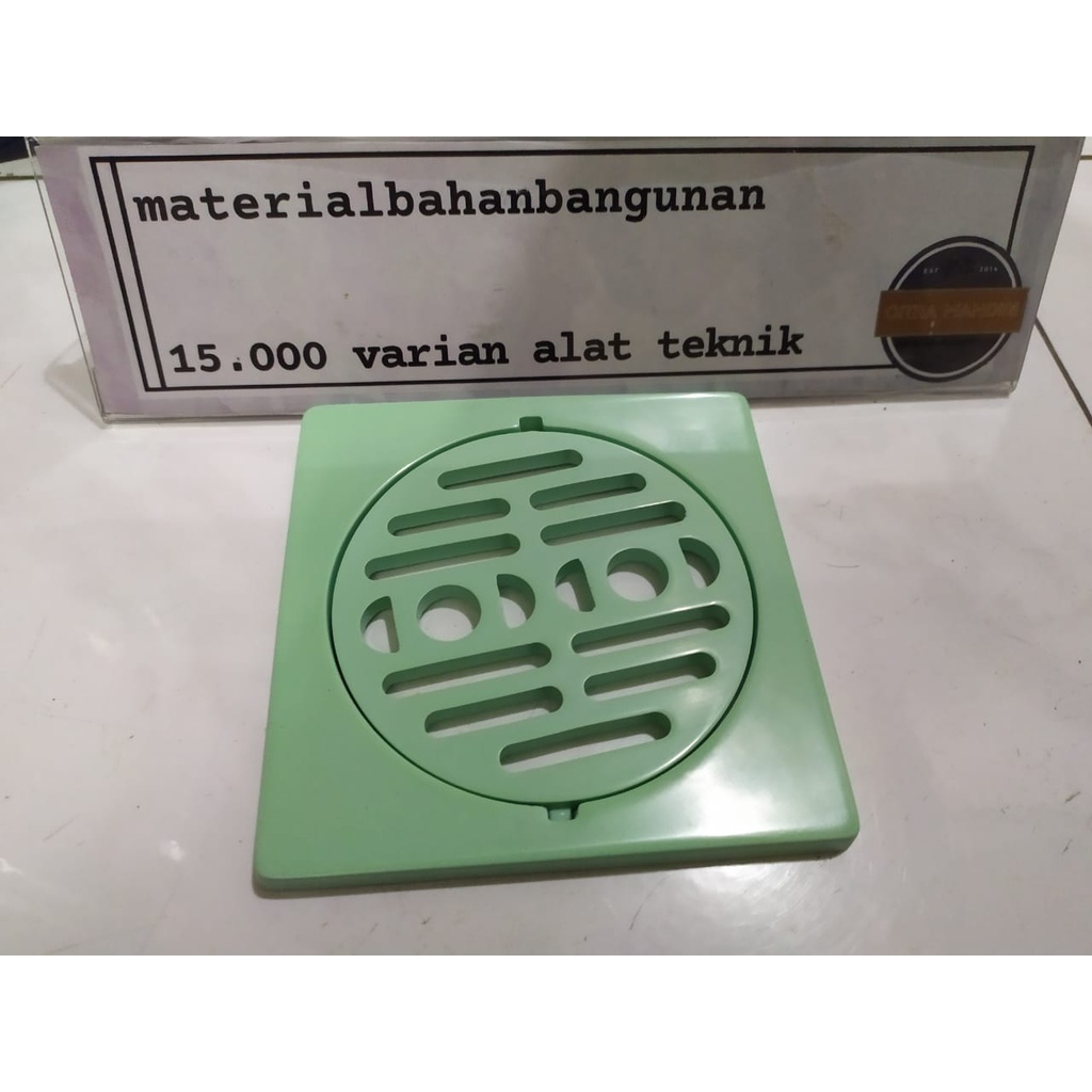 Saringan Got Kamar Mandi Hijau Buka 12 x 12 cm Floor Drain PVC Penutup Saluran Anti Karat Anti Kecoa