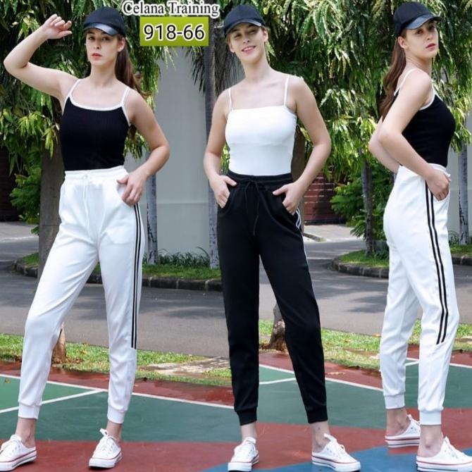 Celana training impor wanita- putih