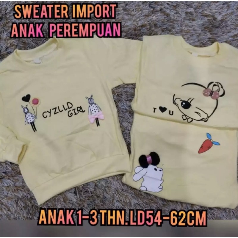 PAKET HEMAT 3 PICS Sweater Anak Perempuan Import Usia 3 Bulan - 3 Tahun/ Pakaian Anak 100% Import Katun