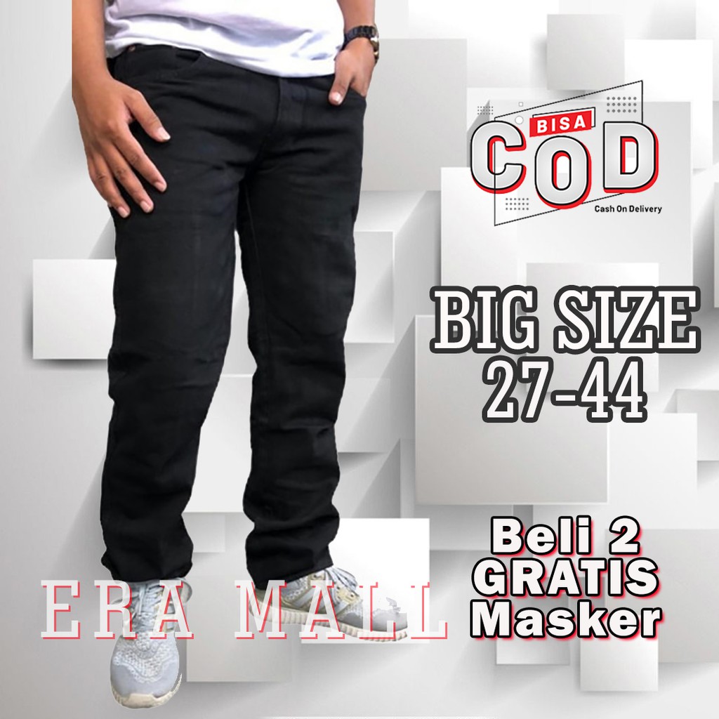 Celana Jeans Panjang Pria Reguler Jumbo Big Size Jens Cowok Standar Ukuran Besar