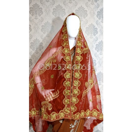 Selendang india ori / dupatta india / selendang pengantin indial-Merah 1