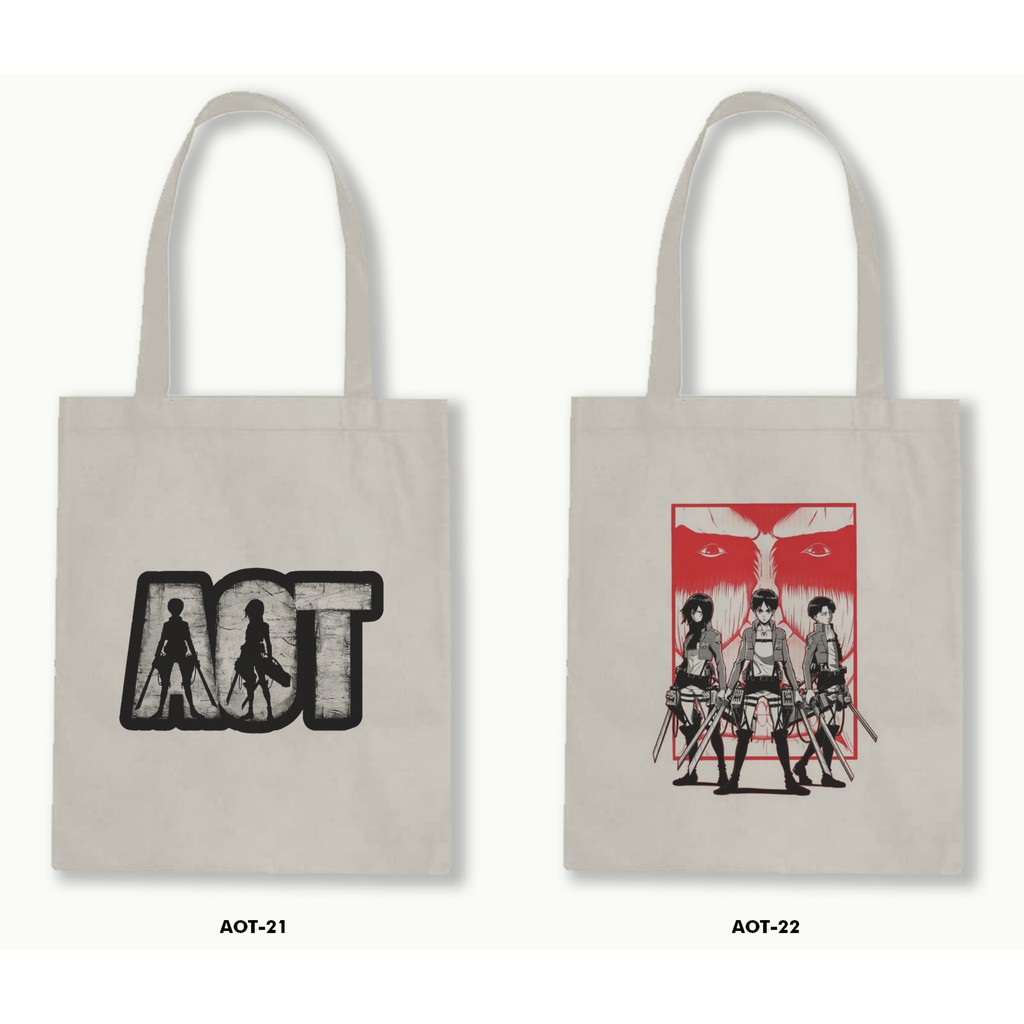 Tas Tote Bag Resleting Kanvas/Blacu  Attack On Titan .01