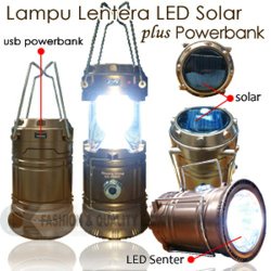 Portable Solar Power Rechargeable LED Lamp Lampu Camping Lentera Senter Emergency Ditarik Dilipat