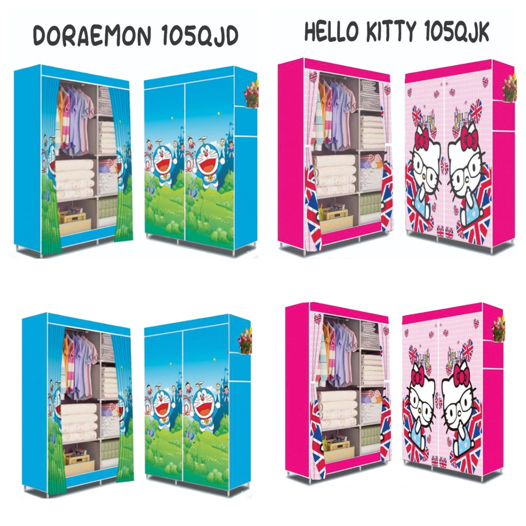 Lemari Baju Lemari Pakaian 95 Buka Samping Hellokitty Dan Doraemon Homeliving