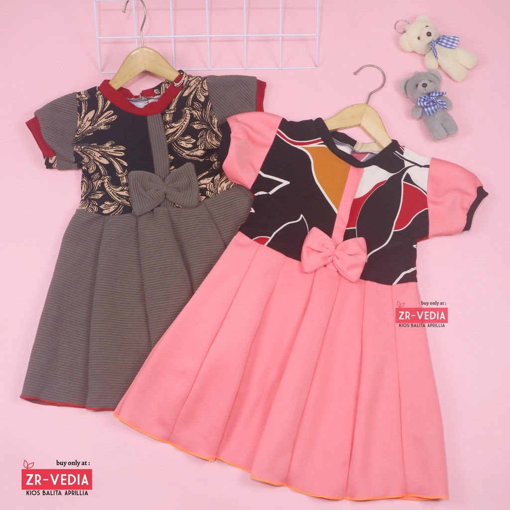 Dress Anak Jasmine uk 3-4 Tahun / Dress Balita Murah Bahan Kaos Anak Perempuan Dres Lengan Pesta