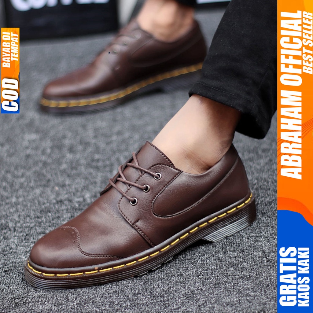 Abraham Matto - Sepatu Boots Pantofel Pria Low Boot Docmart Hitam