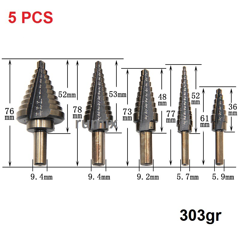 Mata Bor Pagoda Spiral Besi Kuningan Kayu Plastik Step Drill Tingkat Payung Cone HSS 3PCS 5PCS 6PCS 4 12 20 32 3 6 8