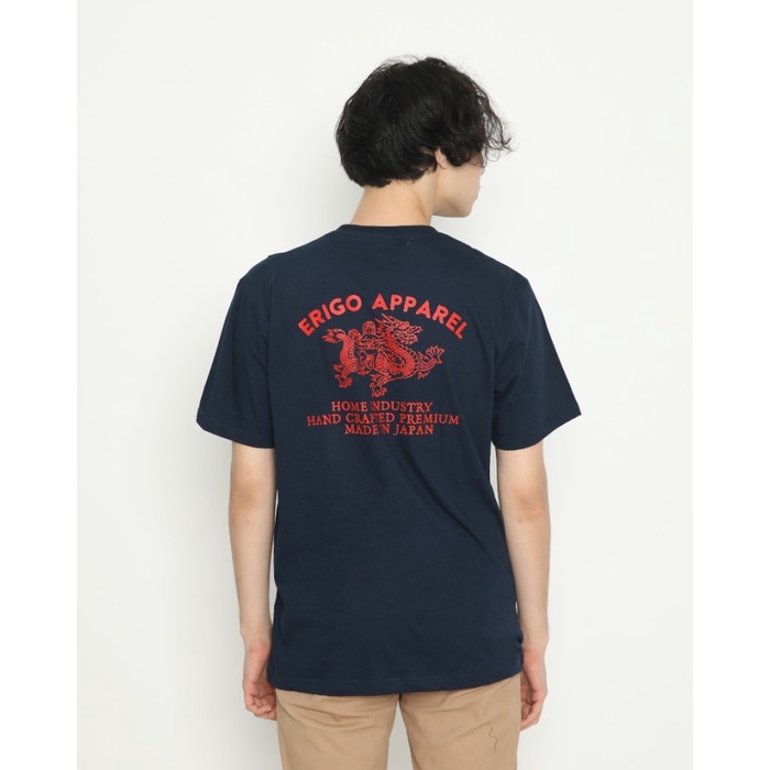 Kaos Unisex Erigo T-Shirt Twin Dragon Cotton Combed Navy