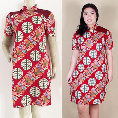 Dress Batik Cheongsam Via Jumbo
