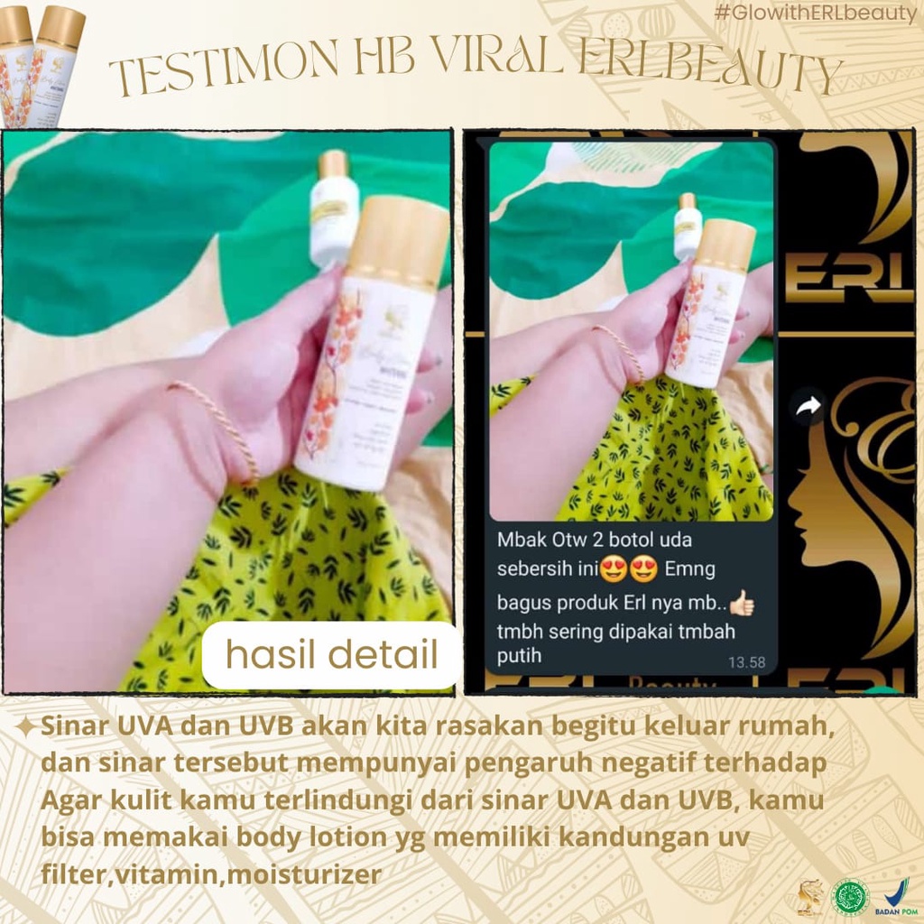 HB Pemutih BPOM/ERL beauty body lotion/HB dosting BPOM/HB pemutih ERL beauty Original