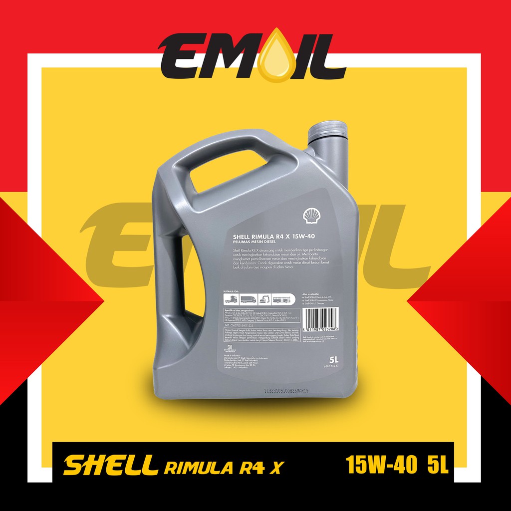 SHELL RIMULA R4 X DIESEL SAE 15W-40 GALON 5 liter