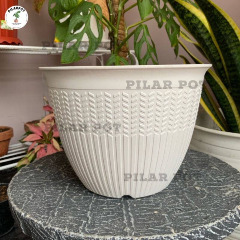 pot bunga tanaman cjp padi 20cm putih - CJP PADI 20 PUTIH 9920