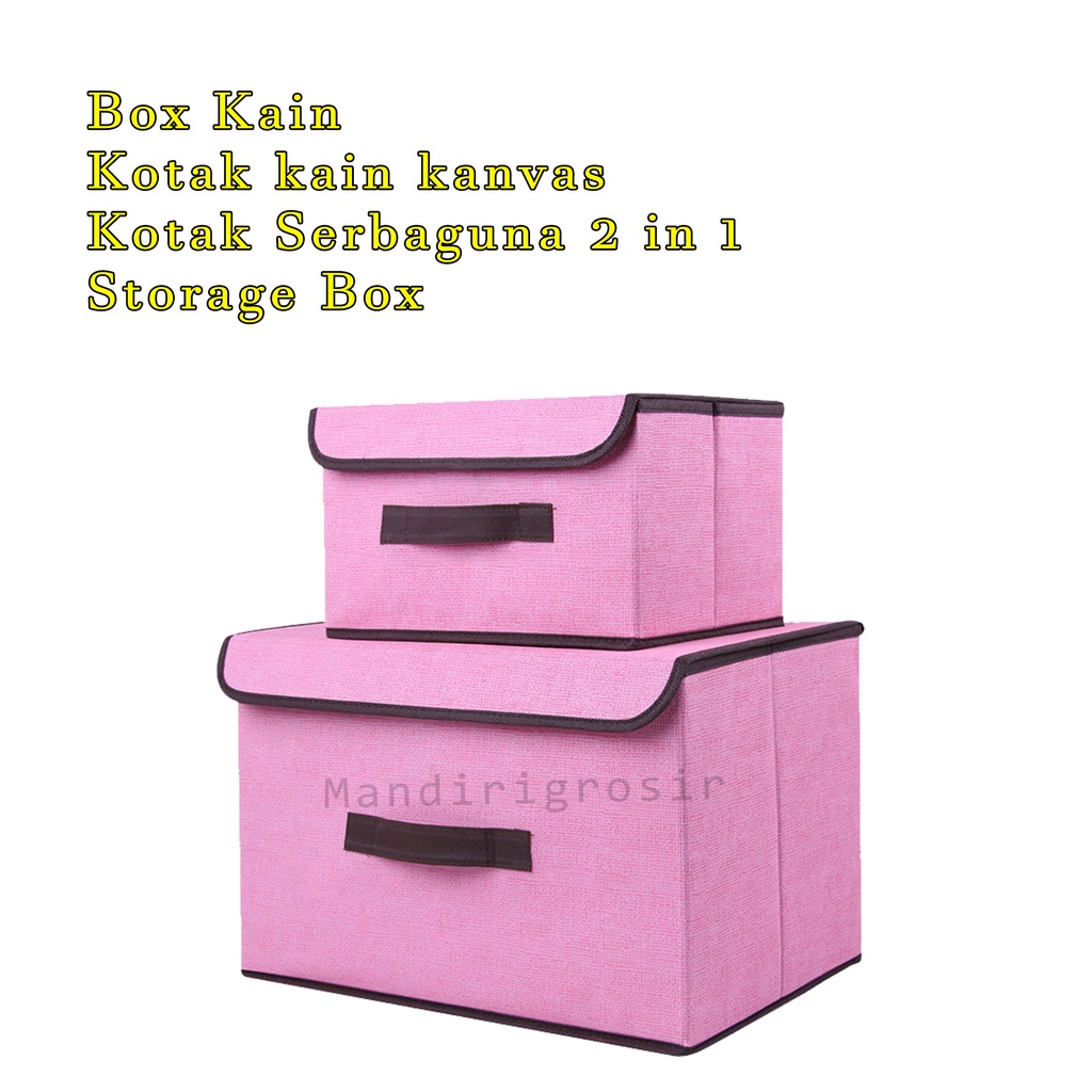 Kotak kain kanva * Box Kain * Kotak Serbaguna * 2 in 1 * Storage Box