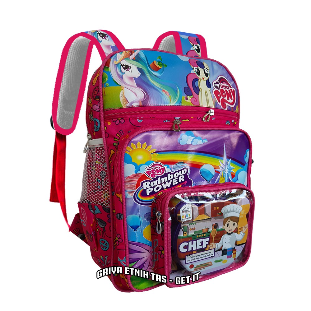 Tas Sekolah Anak SD Perempuan Tas anak karakter TK Pony Frozen LOL Gratis Bonus Misting dan Botol Minum Tas ransel Tas Punggung Tas Gendong anak