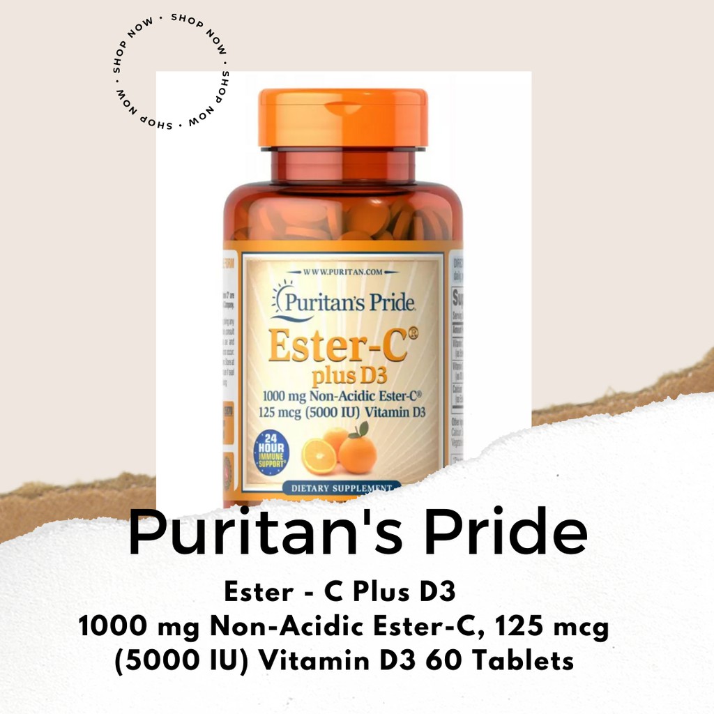 Puritan's Pride Ester C (1000 mg) + D3 (5000 IU) 60 Tablets